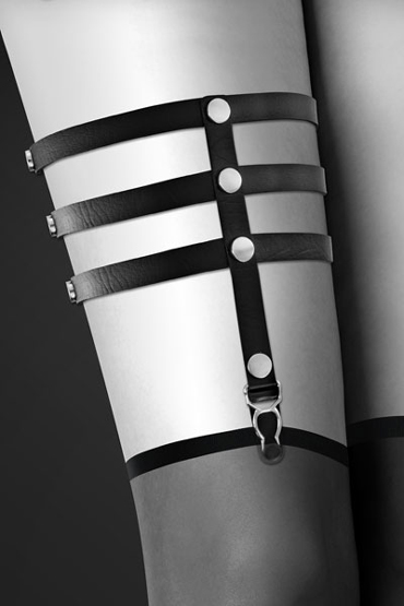 Bijoux Pour Toi Garter 3 Thongs, черный - Подвязка из трех ремешков - купить в секс шопе